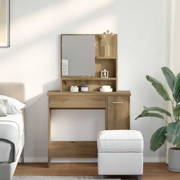 vidaXL toaletn&yacute; stol&iacute;k so zrkadlom Artisan Dub 86,5x35x136 cm