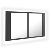 vidaXL LED kúpeľňová zrkadlová skrinka lesklá sivá 80x12x45 cm akryl