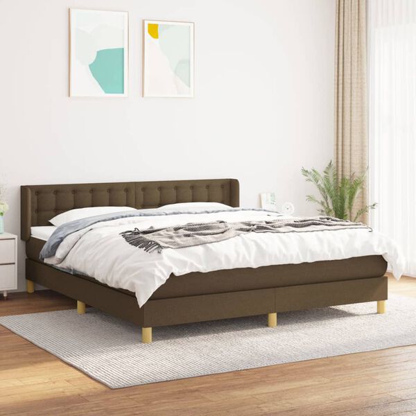 vidaXL Boxspring posteľ s matracom tmavohned&aacute; 160x200 cm l&aacute;tka