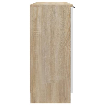 vidaXL Komoda biela a dub sonoma 90,5x30x70 cm spracované drevo