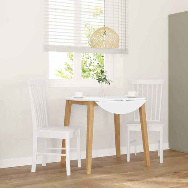 VidaXL jedálenské stoličky 2 ks Biela masívna drevená guma