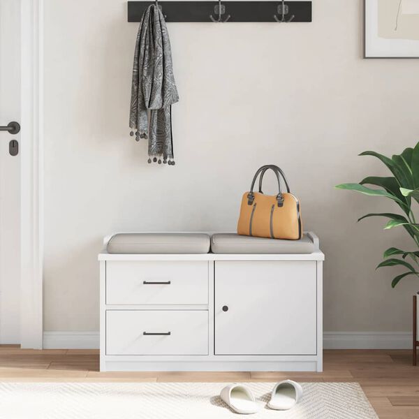 vidaXL Lavica do predsiene SANDNES biela 87x40x50 cm borovicov&yacute; mas&iacute;v