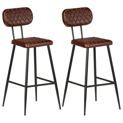vidaXL Barové stoličky 2 ks, hnedé, pravá koža
