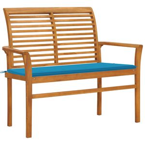 vidaXL Z&aacute;hradn&aacute; lavička a modr&aacute; podložka 112 cm teakov&yacute; mas&iacute;v