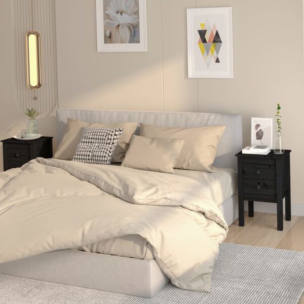 vidaXL Nočné stolíky 2 ks čierne 40x35x61,5cm masívne borovicové drevo