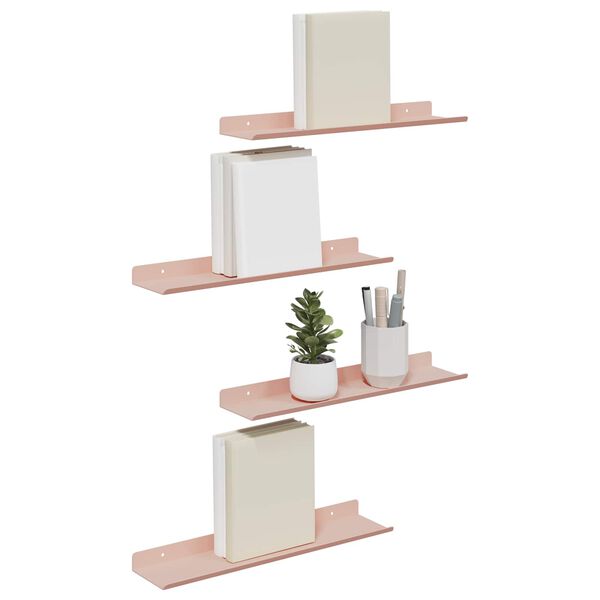 vidaXL Z&aacute;vesn&aacute; polica N&aacute;stenn&yacute; 4 pcs Ružov&aacute; 40 x 8,5 x 2,5 cm Oceľ