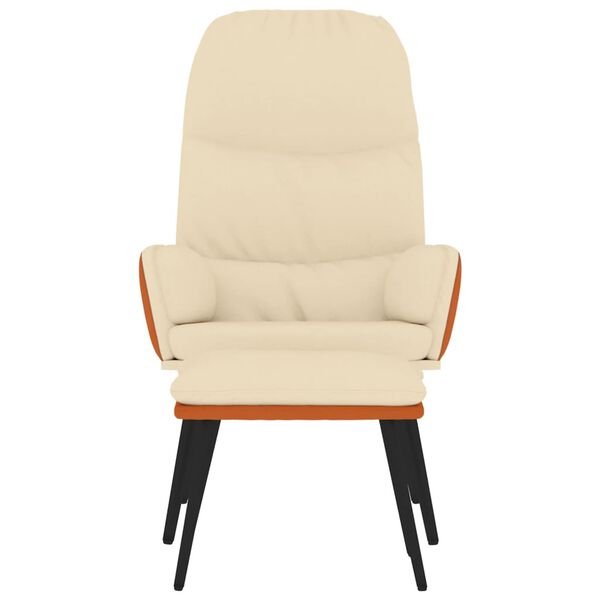 vidaXL Relaxačn&eacute; kreslo so stoličkou kr&eacute;movobiele l&aacute;tka