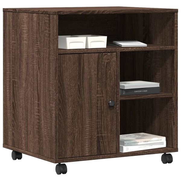 vidaXL Stojan na tlačiareň s kolieskami hned&yacute; dub 60x50x67 cm