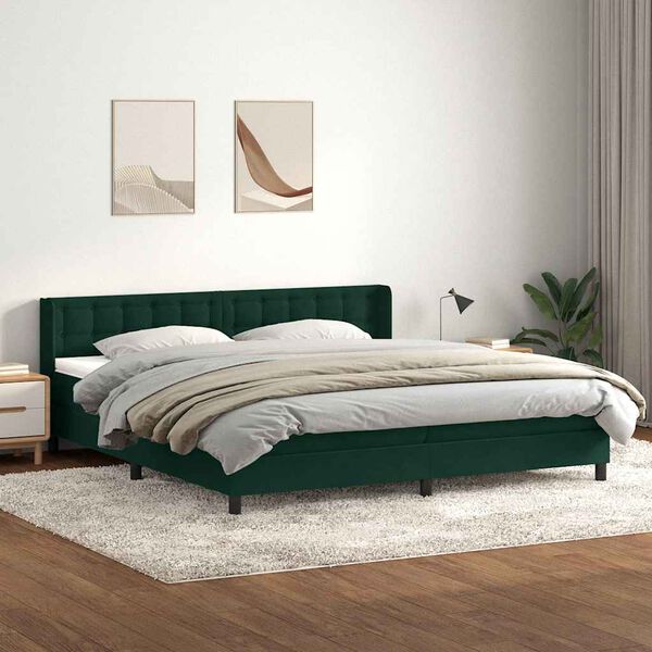 vidaXL Box Spring Posteľ s matracom Tmavo zelen&aacute; 200x210 cm Zamat