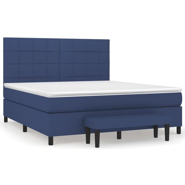 vidaXL Posteľn&yacute; r&aacute;m boxspring s matracom modr&yacute; 180x200 cm l&aacute;tka