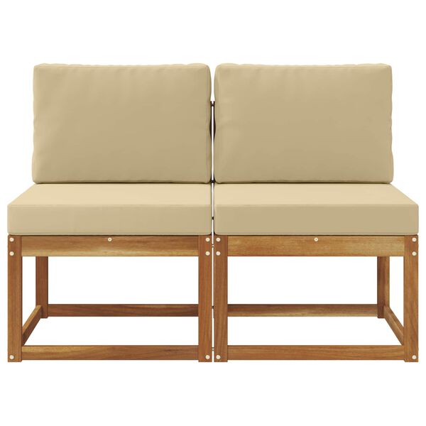 vidaXL 2 Kus Z&aacute;hradn&aacute; stredn&aacute; sedačka Pevn&eacute; ak&aacute;ciov&eacute; drevo Pr&iacute;rodn&aacute;