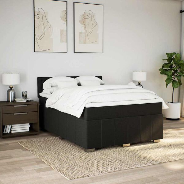 vidaXL Posteľn&yacute; r&aacute;m boxspring s matracom čierny 140x200 cm l&aacute;tka
