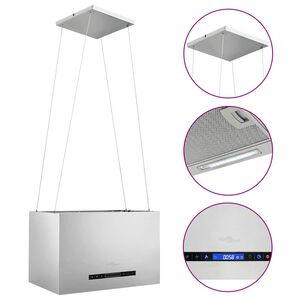 vidaXL Z&aacute;vesn&yacute; ostrovn&yacute; digestor s dotykov&yacute;m senzorom LCD 55 cm nehrdzavej&uacute;ca oceľ