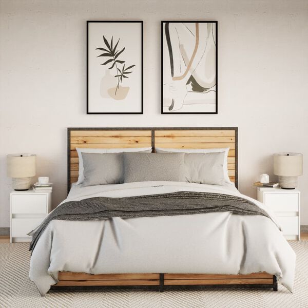 vidaXL Nočn&eacute; stol&iacute;ky s LED svetlami 2 ks biele kompozitn&eacute; drevo