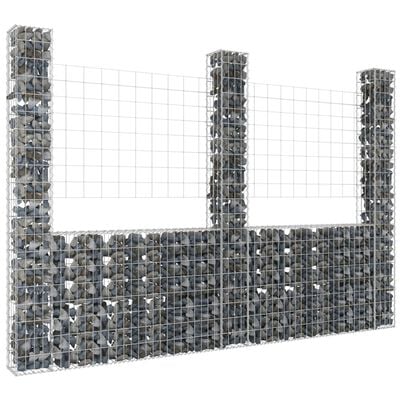 vidaXL Železný gabiónový kôš v tvare U s 3 stĺpmi 260x20x200 cm