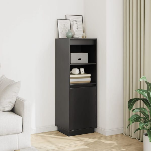 vidaXL Komoda čierna 37x34x110 cm masívna borovica