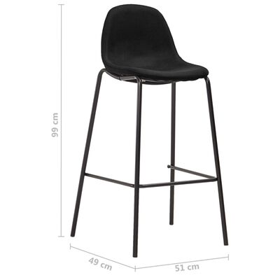 vidaXL Barové stoličky 4 ks, čierne, látka