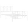 vidaXL Kovový rám postele s predným a zadným čelom biely 100x200 cm