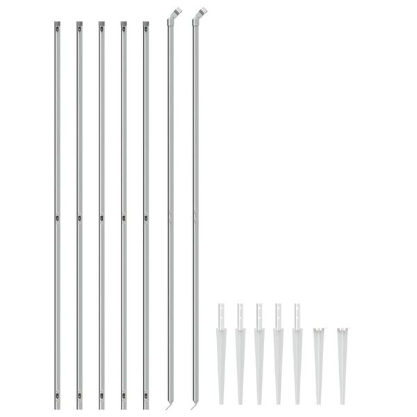 vidaXL Dr&ocirc;ten&yacute; plot s kotviacimi hrotmi strieborn&yacute; 1,6x10 m