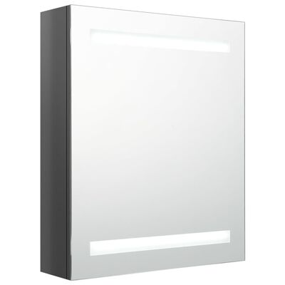 vidaXL Kúpeľňová skrinka s LED a zrkadlom, lesklá sivá 50x14x60 cm