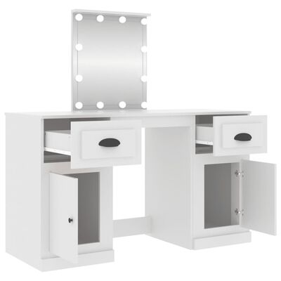 vidaXL Toaletný stolík s LED biely 130x50x132,5 cm
