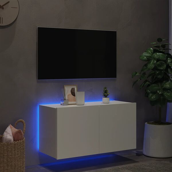 vidaXL TV n&aacute;stenn&aacute; skrinka s LED svetlami biela 80x35x41 cm