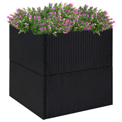 vidaXL Záhradný kvetináč čierny 80x80x80 cm polyratanový