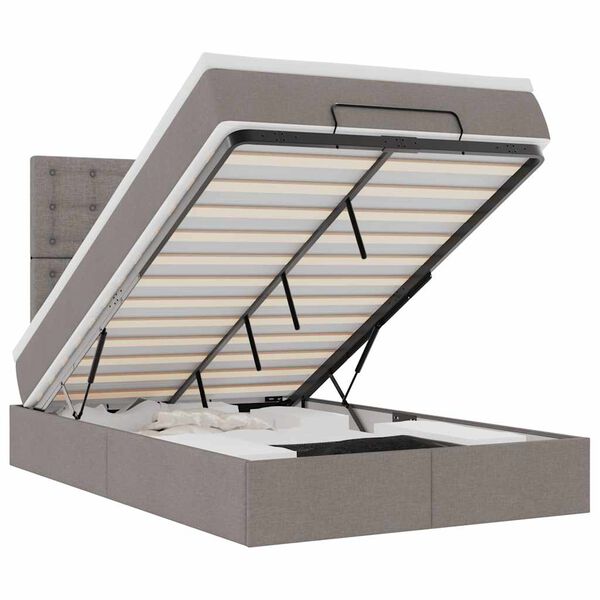 VidaXL Osmansk&aacute; posteľ s matracom a LED di&oacute;dami Taupe 120x190 cm L&aacute;tka