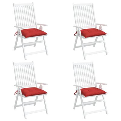 vidaXL Podložky na stoličku 4 ks 40x40x7 cm, oxfordská látka, červené