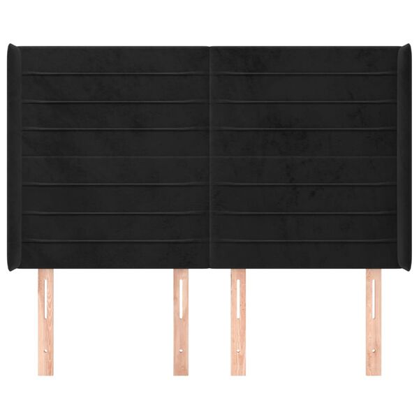 vidaXL Čelo postele so z&aacute;hybmi čierne 147x16x118/128 cm zamat