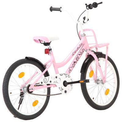 vidaXL Detský bicykel s predným nosičom, 20-palcový, ružovo čierny