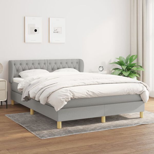 vidaXL Boxspring posteľ s matracom bledosiv&aacute; 140x200 cm l&aacute;tka