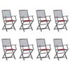 vidaXL Skladacie vonkaj&scaron;ie stoličky 8 ks s podložkami ak&aacute;ciov&yacute; mas&iacute;v