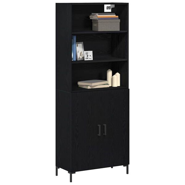 vidaXL Highboard Čierny dub 69,5 x 34 x 180 cm Kompozitné drevo
