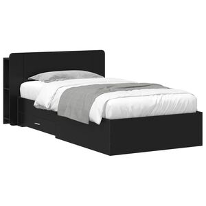 vidaXL R&aacute;m postele so skladom Čierna 75 x 190 cm Kompozitn&eacute; drevo