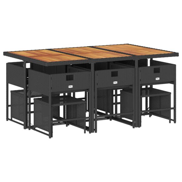 vidaXL 11-dielna z&aacute;hradn&aacute; jed&aacute;lensk&aacute; sada s vank&uacute;&scaron;mi čierna polyratan