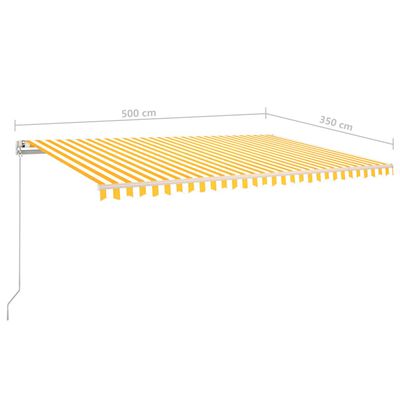 vidaXL Ručne zaťahovacia markíza so stĺpikmi 5x3,5 m žlto-biela