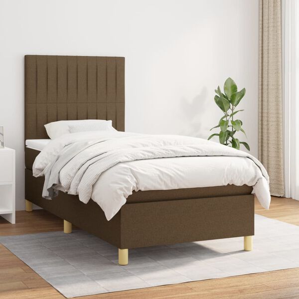 vidaXL Boxspring posteľ s matracom tmavohnedá 90x190 cm látka