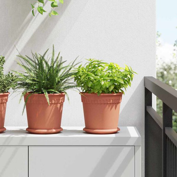 vidaXL Kulat&yacute; kvetin&aacute;č 6 pcs Tehlovo červen&aacute; &Oslash; 19 x 16 cm Plast