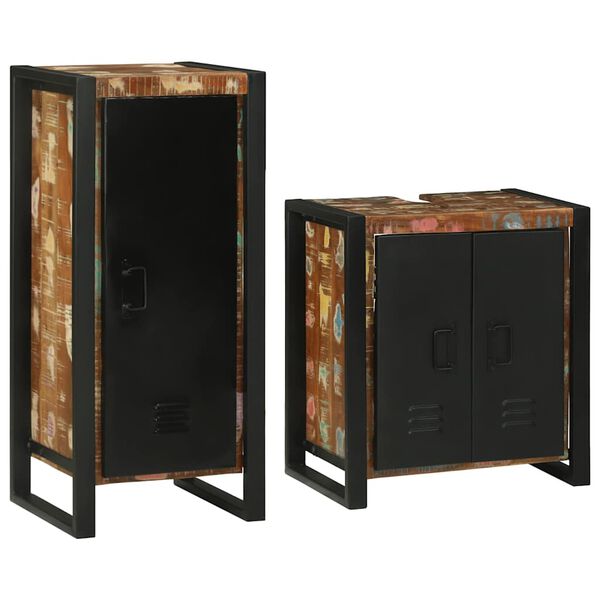 vidaXL Sada kúpeľňového nábytku 2 pcs Masívne recyklované drevo