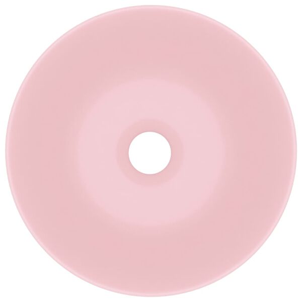 vidaXL Umývadlo do kúpeľne, keramika, matné ružové, okrúhle
