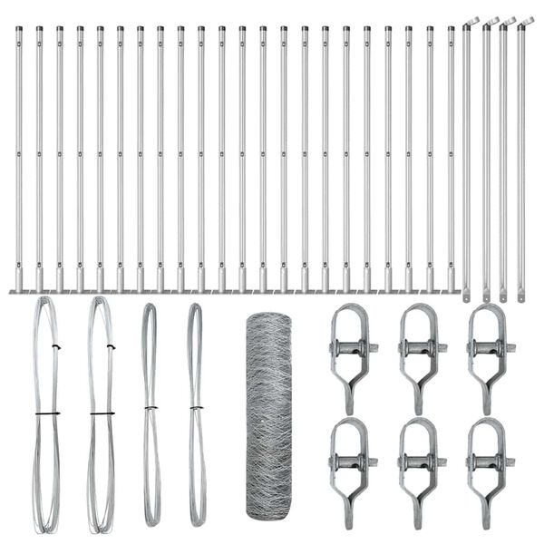 vidaXL Stĺp na plot. Strieborn&aacute; 50 x 0,4 m (50 mm sieť) Oceľ