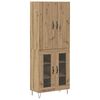 vidaXL Highboard 2 pcs Remeseln&yacute; dub Kon&scaron;trukčn&eacute; drevo a sklo
