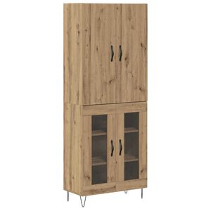 vidaXL Highboard 2 pcs Remeseln&yacute; dub Kon&scaron;trukčn&eacute; drevo a sklo
