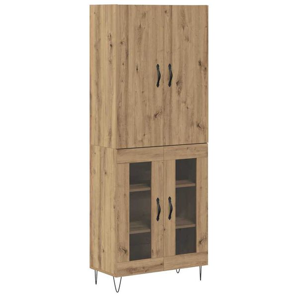 vidaXL Highboard 2 pcs Remeseln&yacute; dub Kon&scaron;trukčn&eacute; drevo a sklo