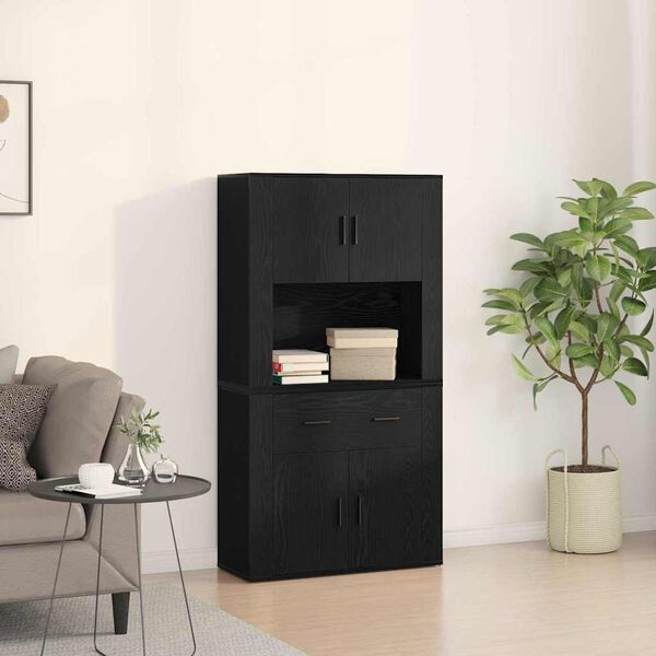 vidaXL Highboard Čierny dub 80 x 33 x 150 cm Kompozitn&eacute; drevo