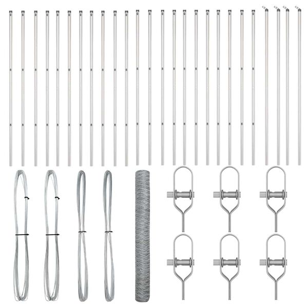 vidaXL Stĺp na plot. Strieborn&aacute; 50 x 1,4 m (36 mm sieť) Oceľ