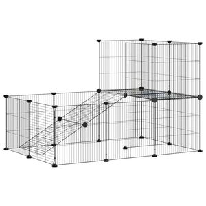 vidaXL 20-panelov&aacute; klietka pre dom&aacute;ce zvierat&aacute; čierna 105x70x70 cm oceľ