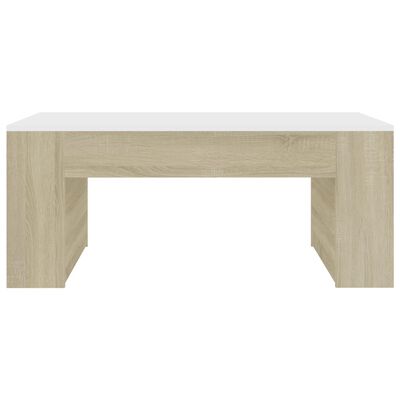 vidaXL Konferenčný stolík, biely a dub sonoma 100x60x42 cm, drevotrieska