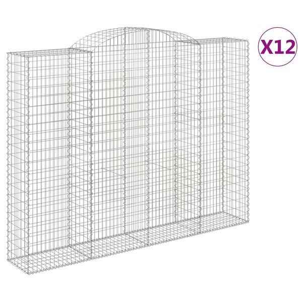 vidaXL Oblúkový gabionový kôš 12ks 300x50x220/240cm pozinkované železo